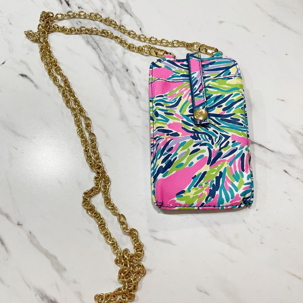 Lilly Pulitzer Gold Chain Crossbody Phone Purse Wallet